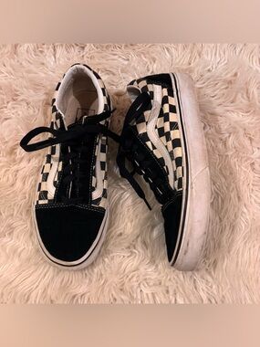 Vans Old Skool Checkerboard Sneakers - Black & Cream